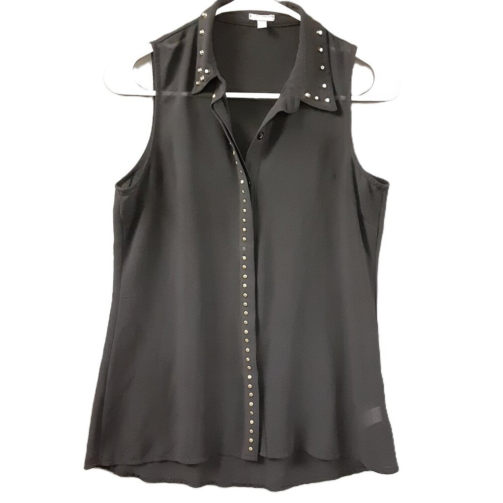 Charlotte Russe Top Size SMALL Sleeveless, Sheer Black, Missing 1 Accent